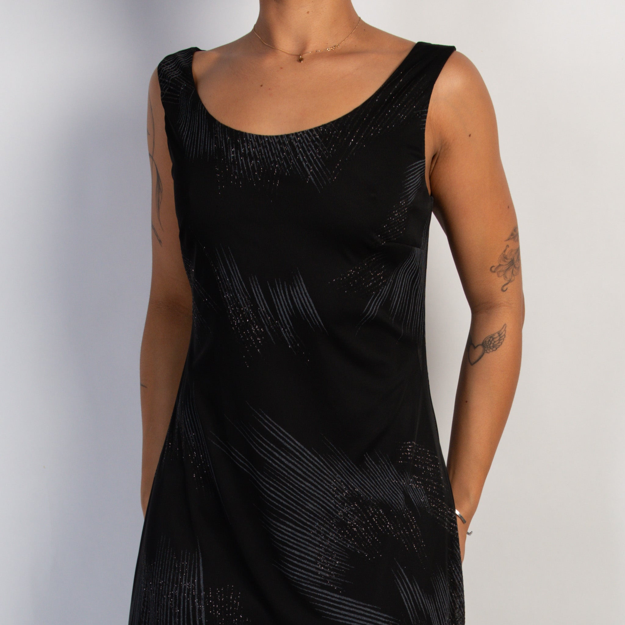 BLACK GLITTER MIDI DRESS