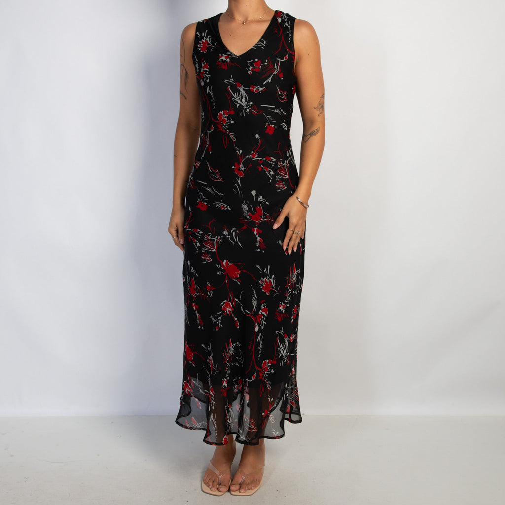 BLACK PATTERN MIDI DRESS