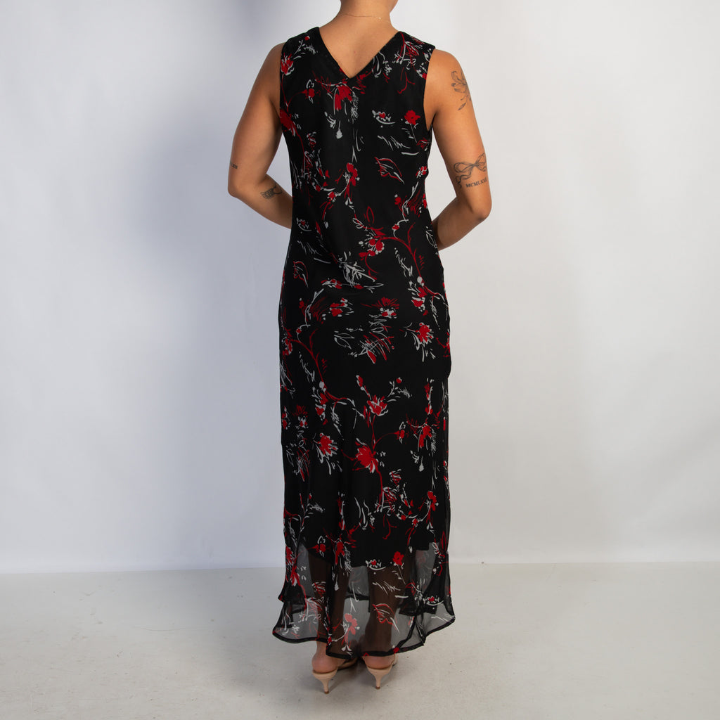 BLACK PATTERN MIDI DRESS