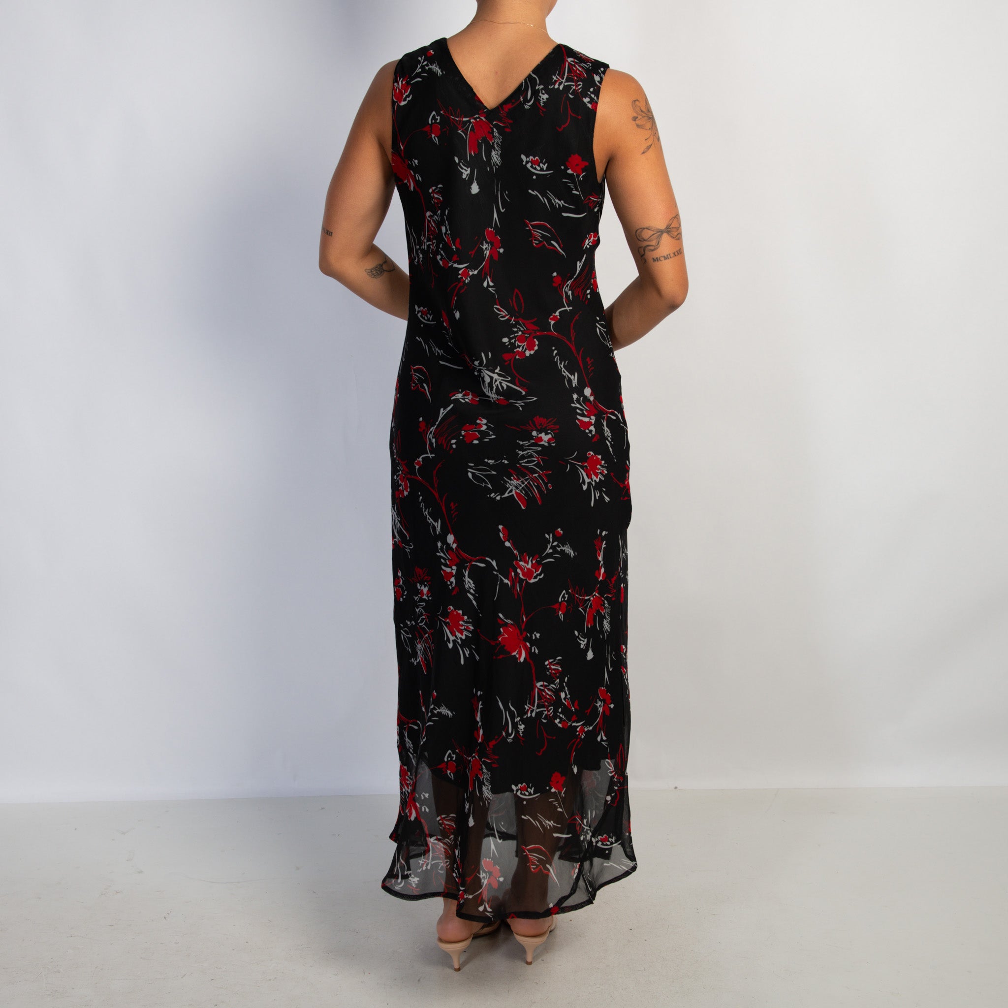BLACK PATTERN MIDI DRESS