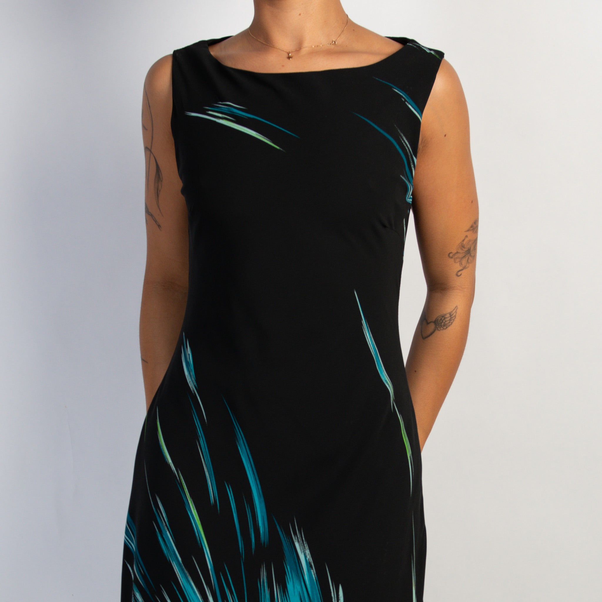 BLACK PATTERN MIDI DRESS