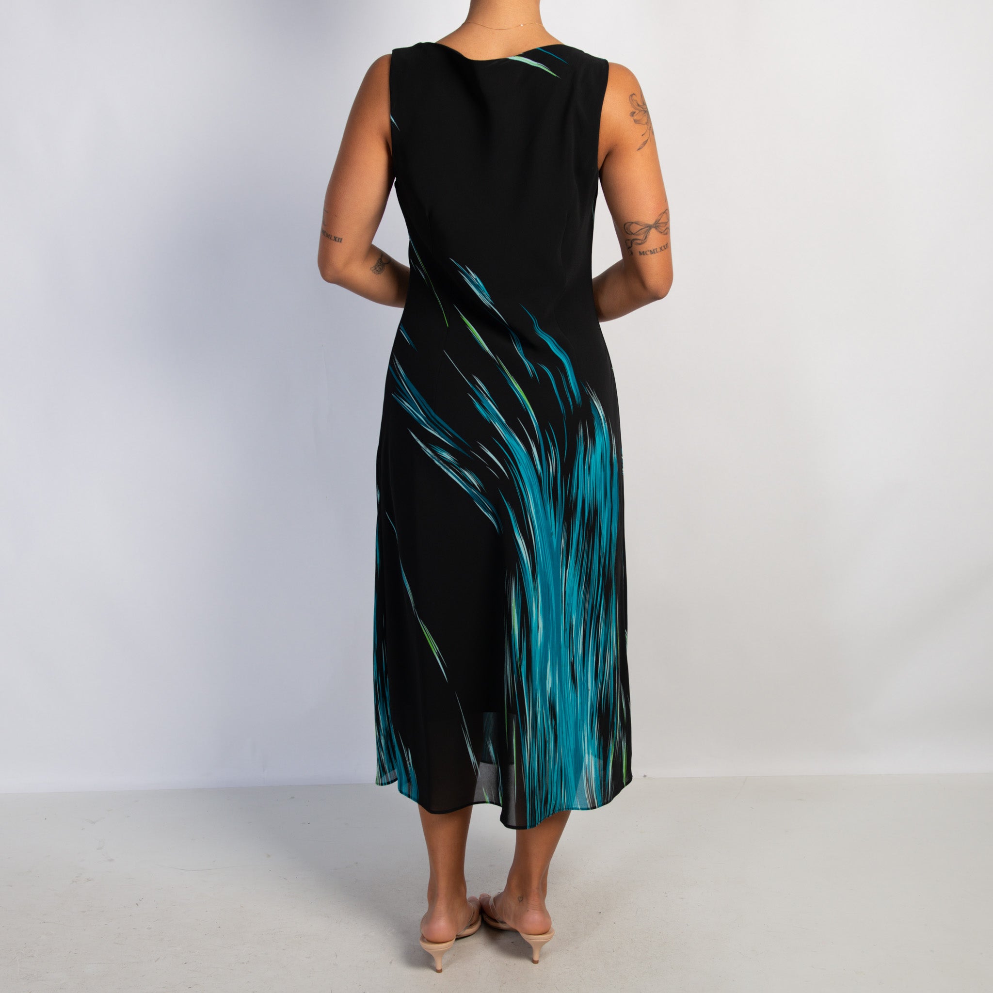 BLACK PATTERN MIDI DRESS