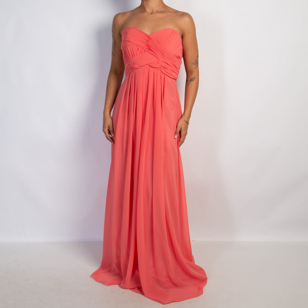 CORAL STRAPLESS GOWN
