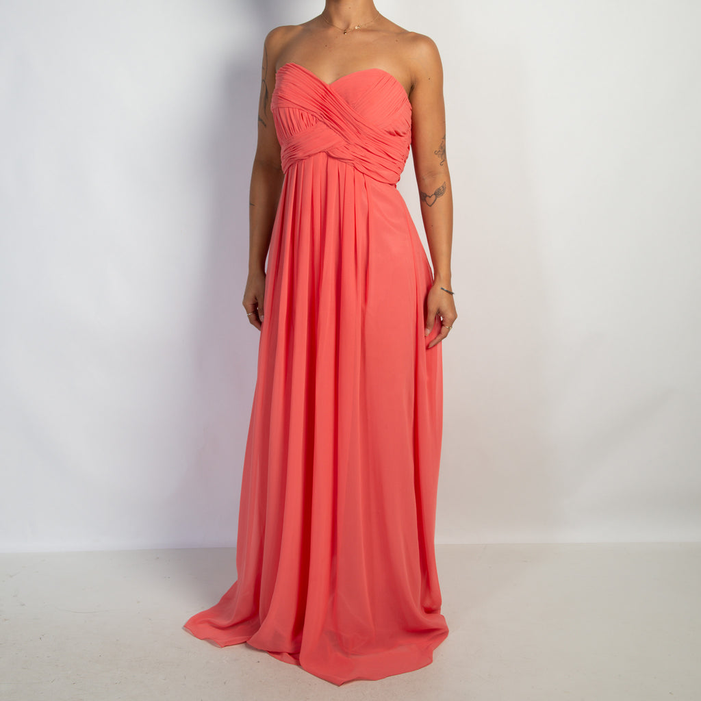 CORAL STRAPLESS GOWN