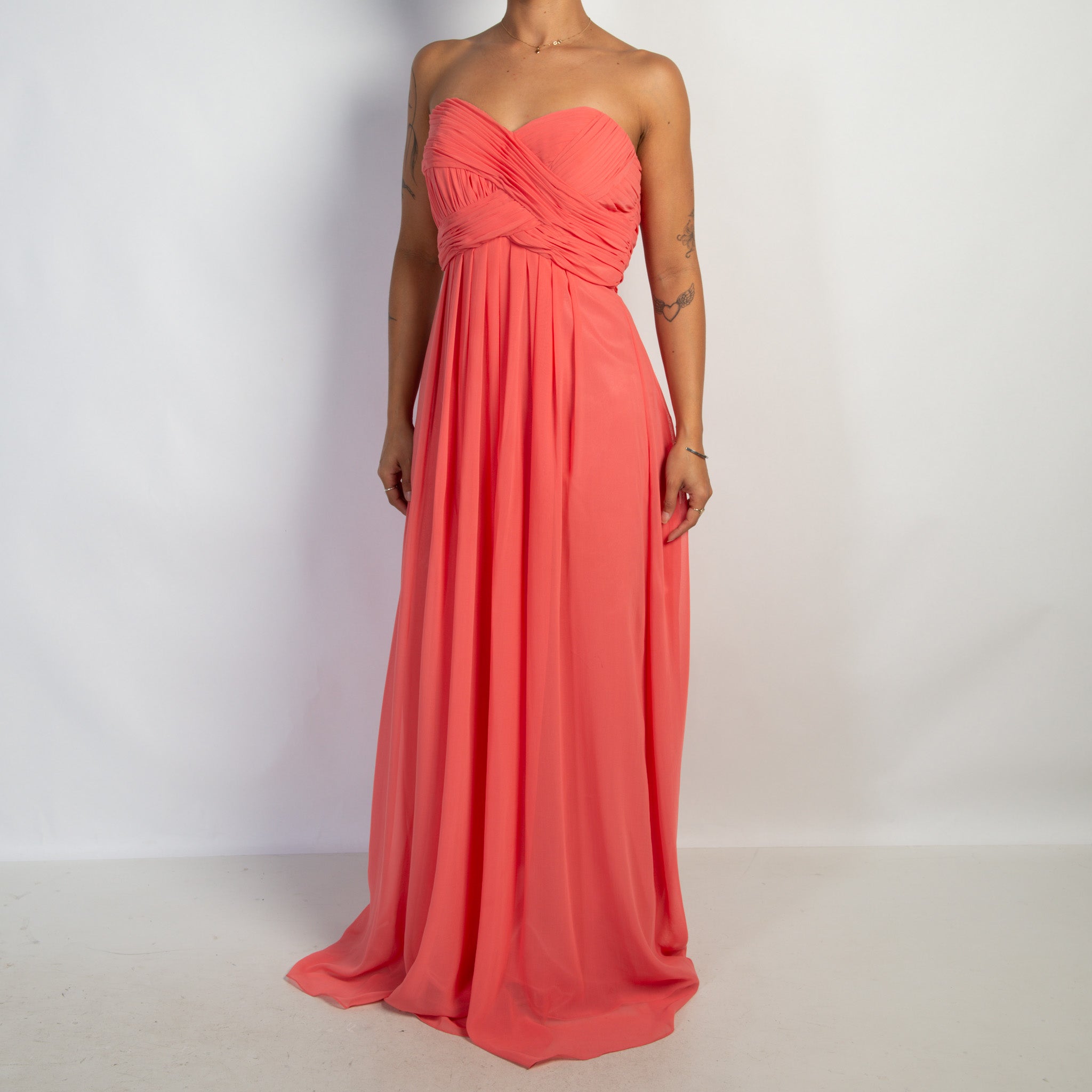 CORAL STRAPLESS GOWN