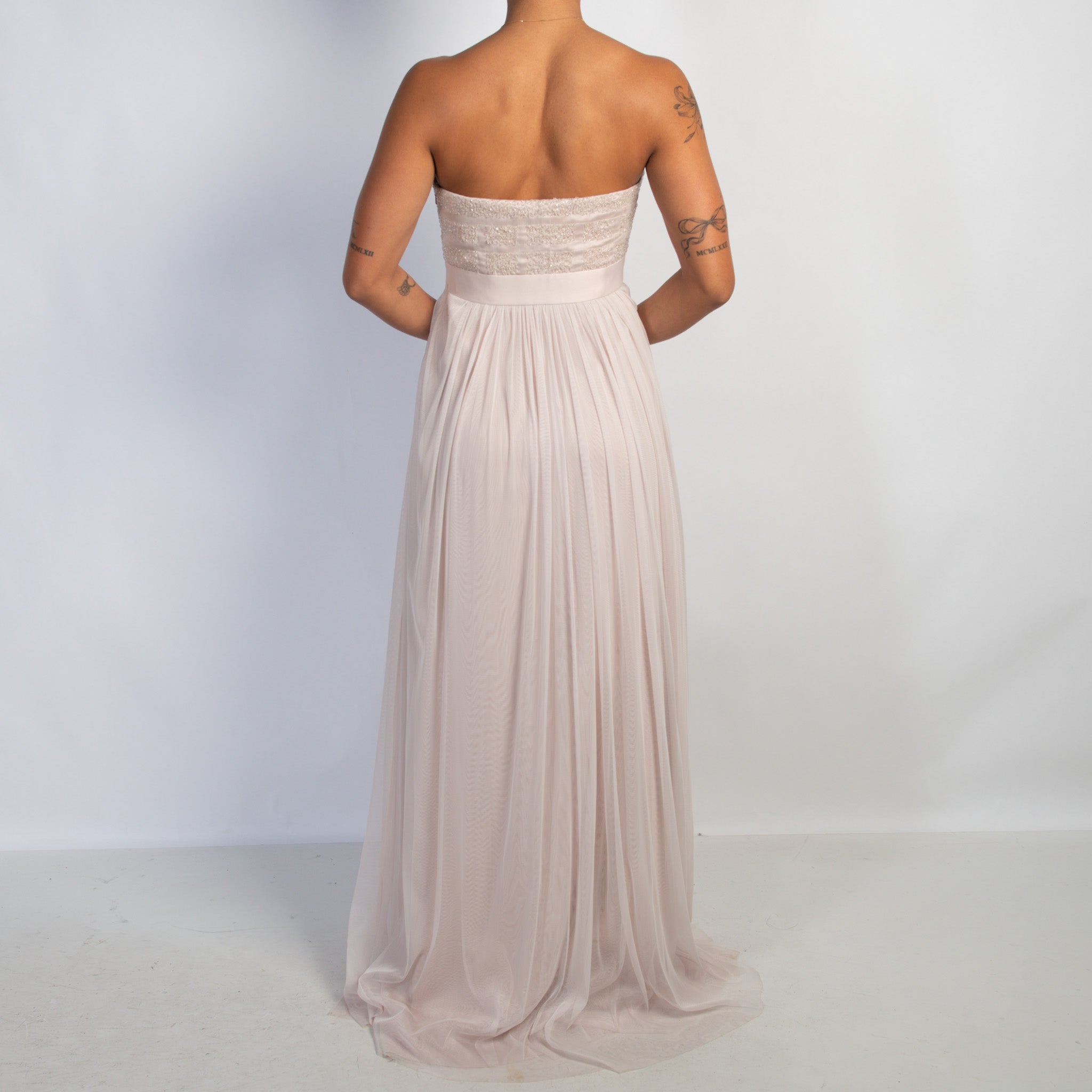 BEADED STRAPLESS GOWN