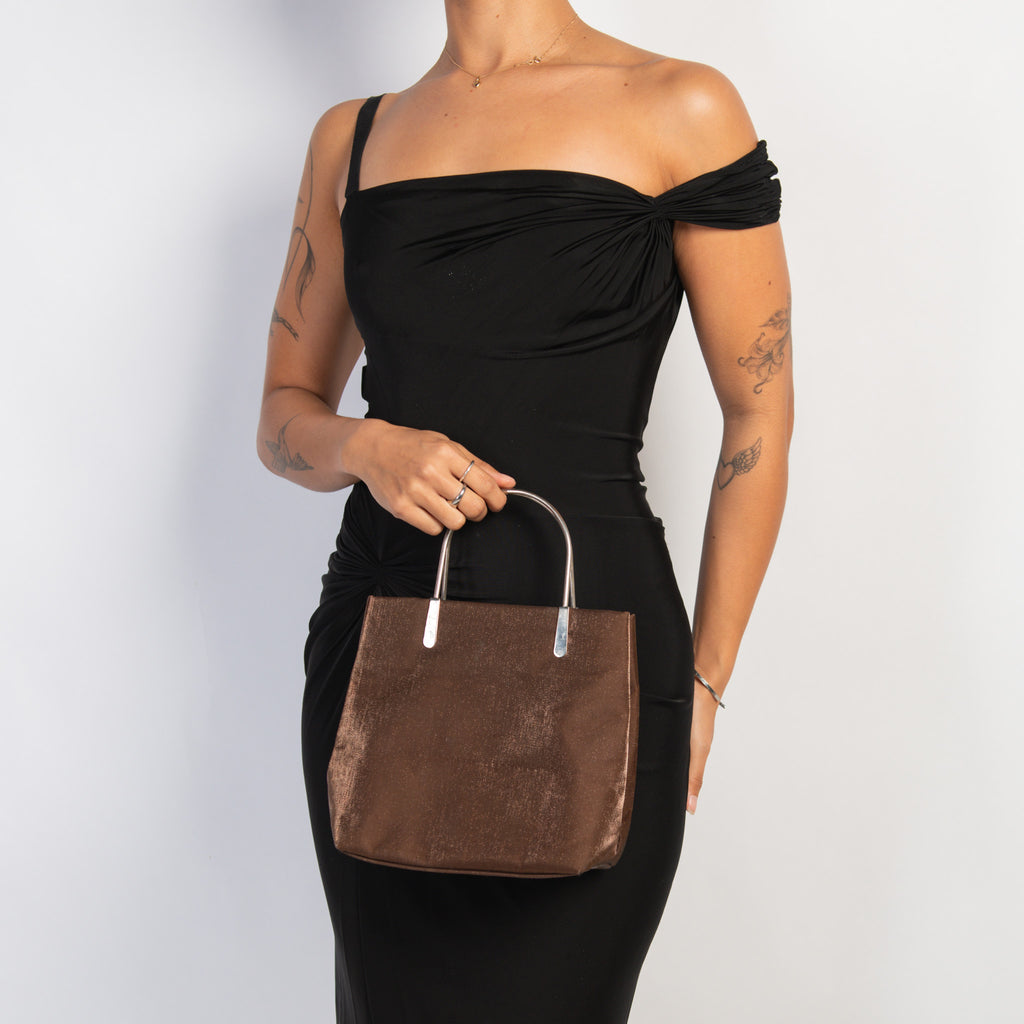 BROWN METALLIC HANDBAG