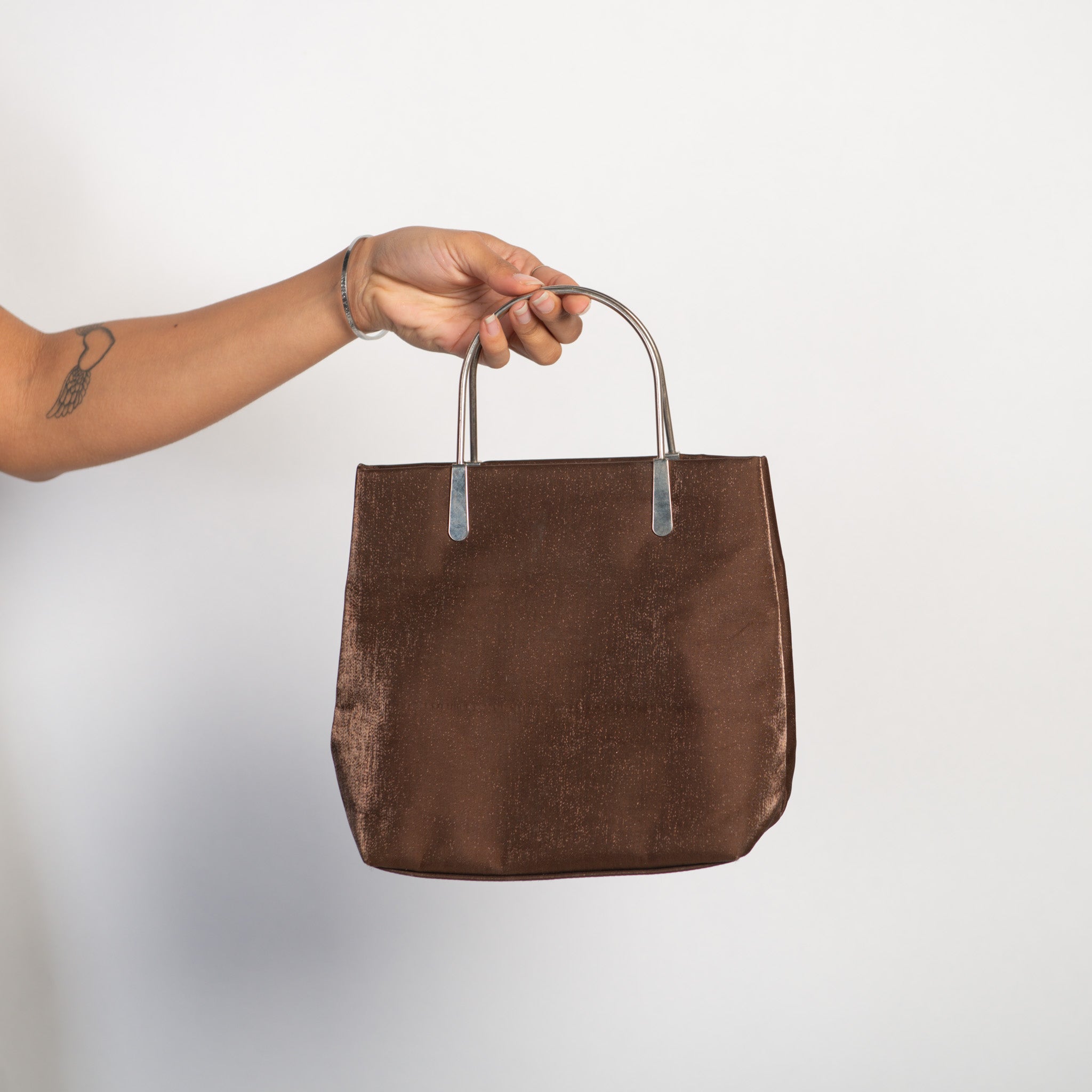 BROWN METALLIC HANDBAG