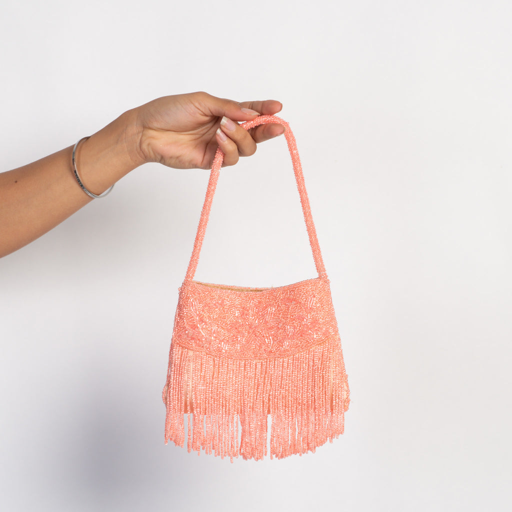 PINK BEADED PURSE