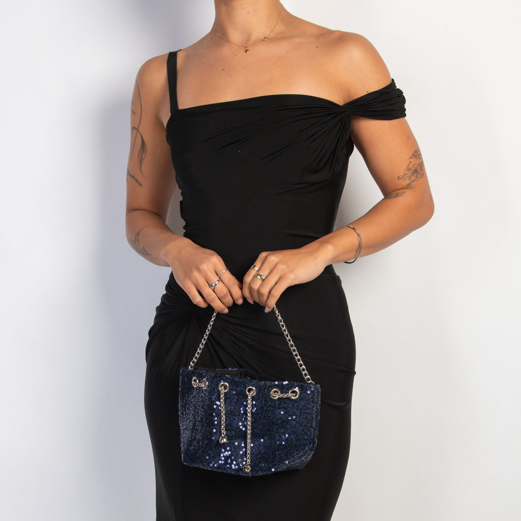 NAVY SEQUIN PURSE