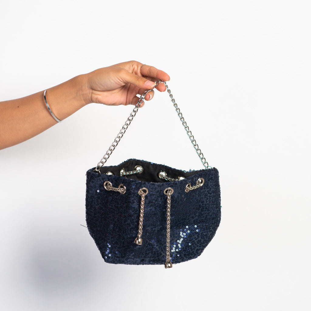NAVY SEQUIN PURSE