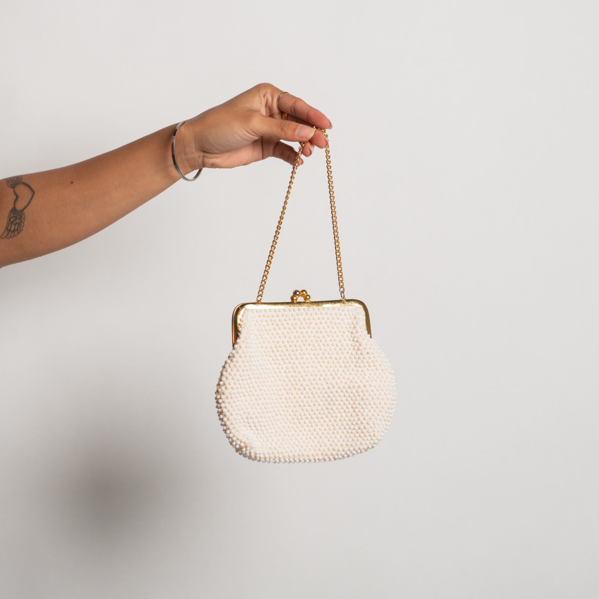 CREAM BEADED PURSE