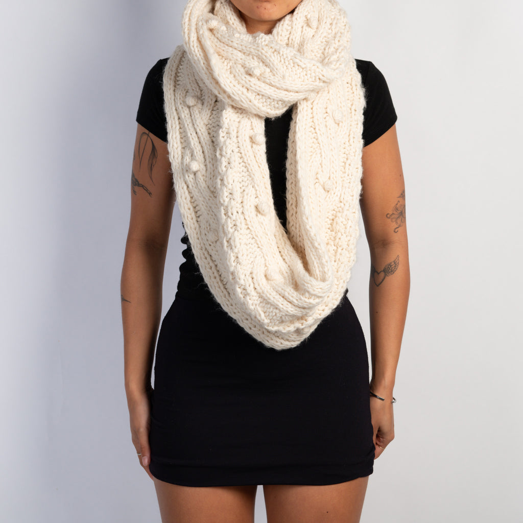 CREAM KNIT INFINITY SCARF