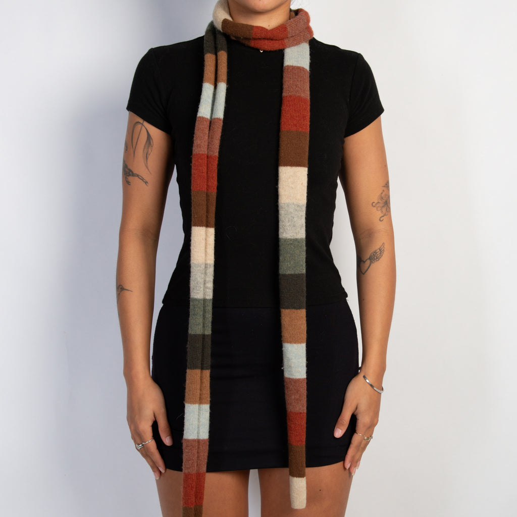 WOOL STRIPE SKINNY SCARF