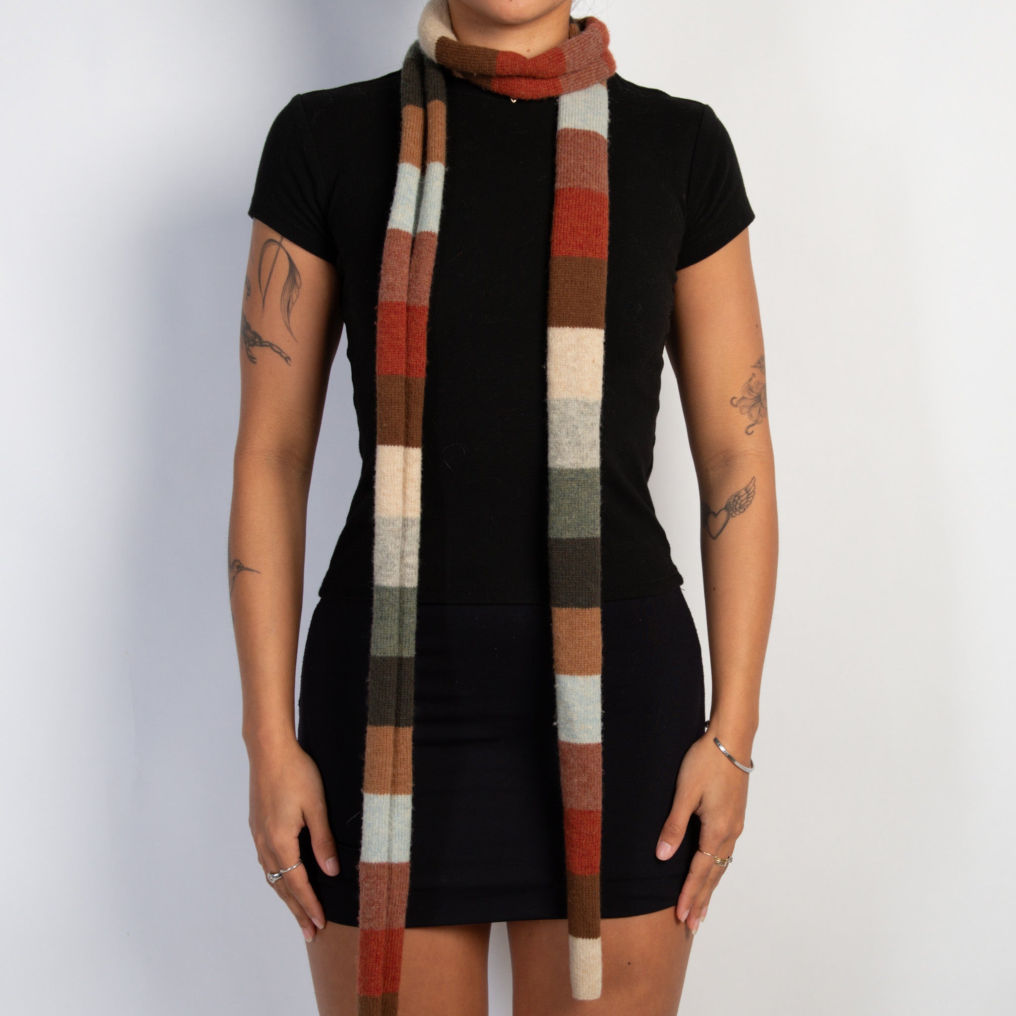 WOOL STRIPE SKINNY SCARF