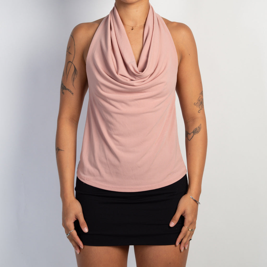 PINK COWL NECK TOP