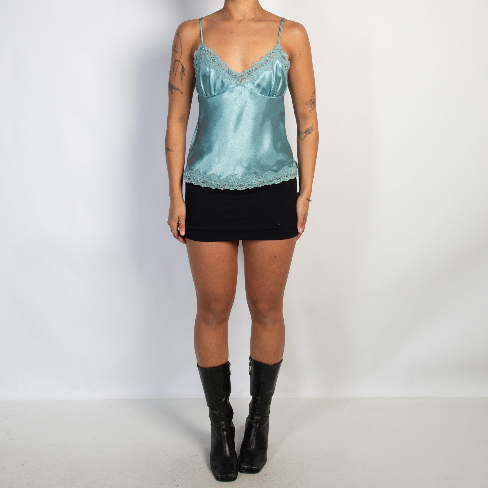 BLUE SATIN CAMISOLE
