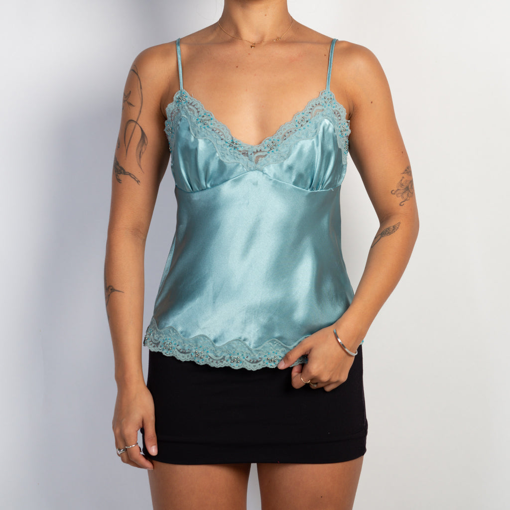 BLUE SATIN CAMISOLE