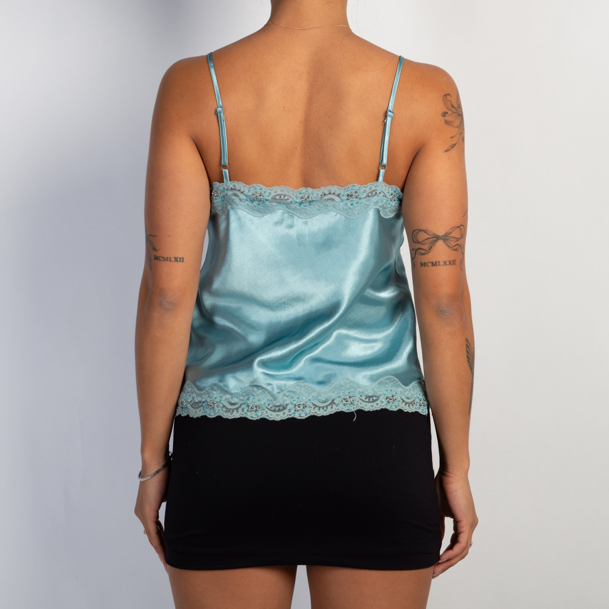 BLUE SATIN CAMISOLE