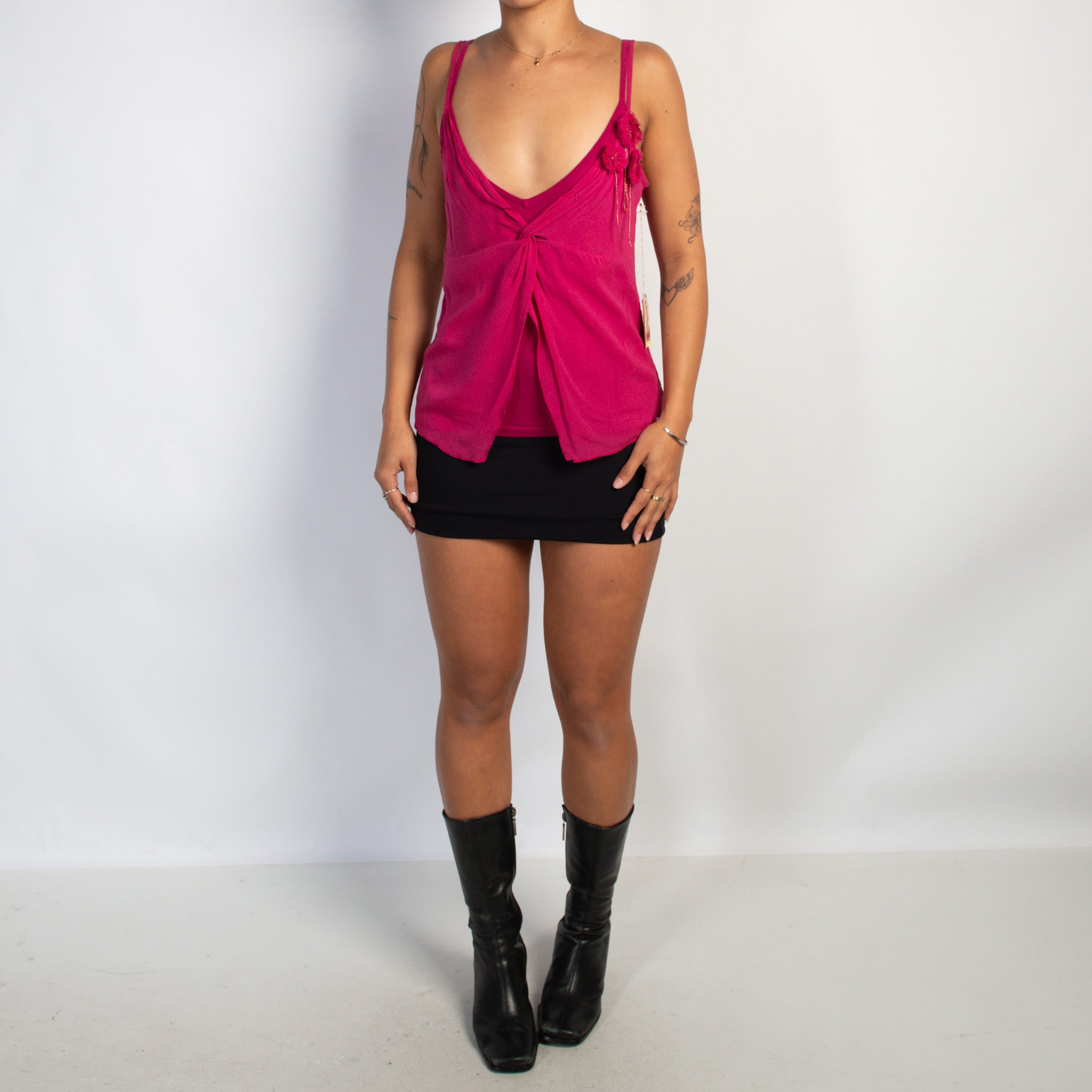 PINK SILK LAYERED TOP