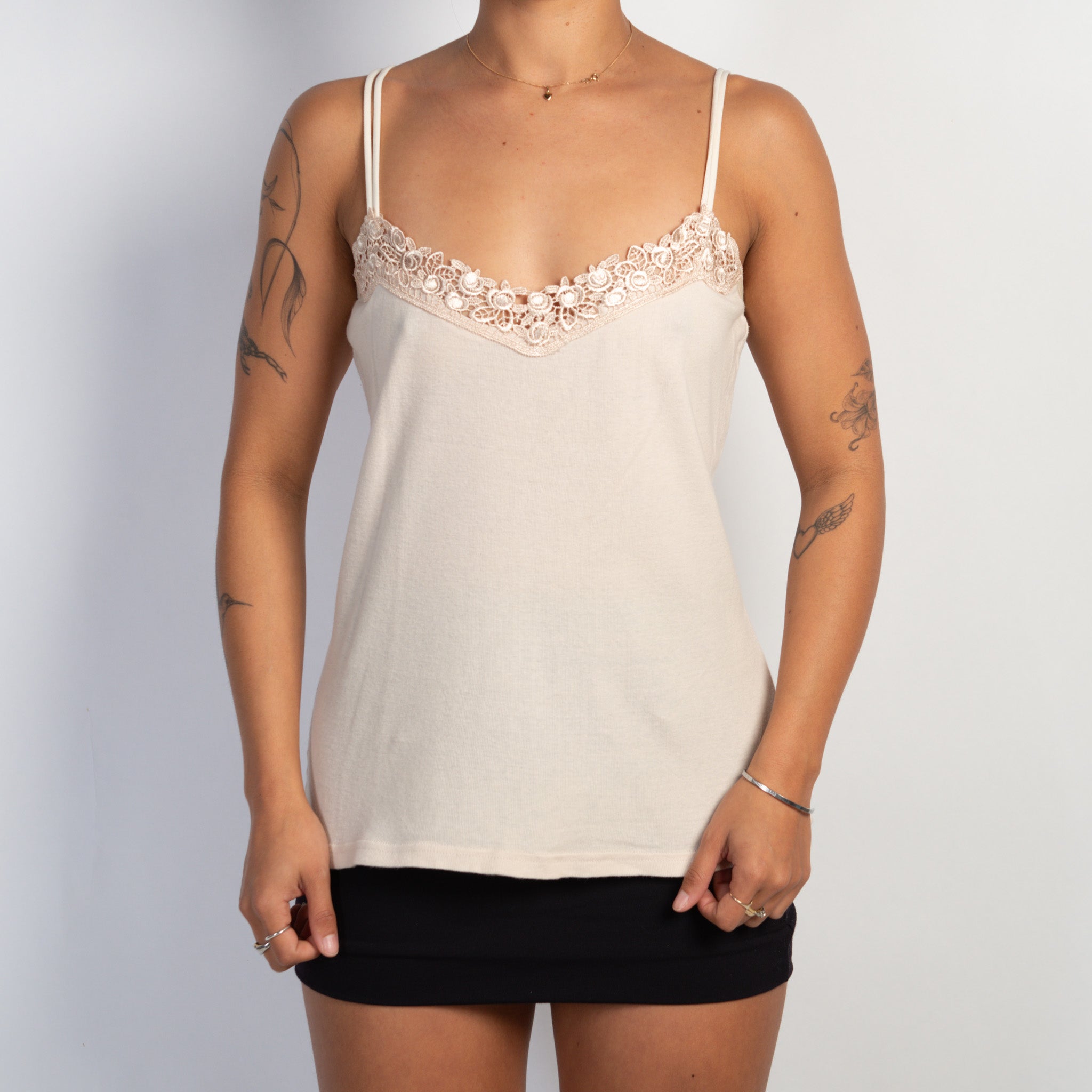 CREAM FLORAL TRIM CAMISOLE