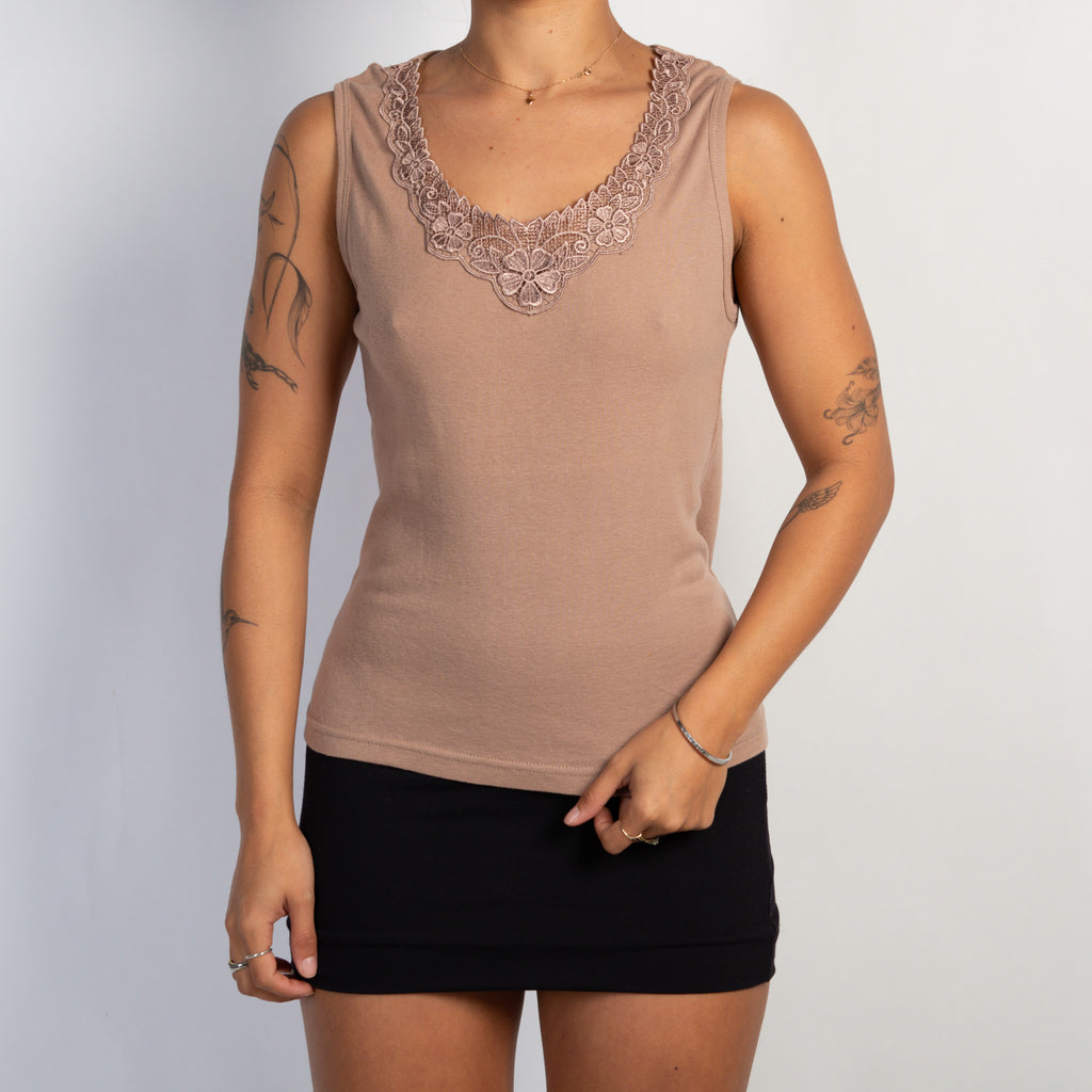 BROWN COTTON TANK TOP