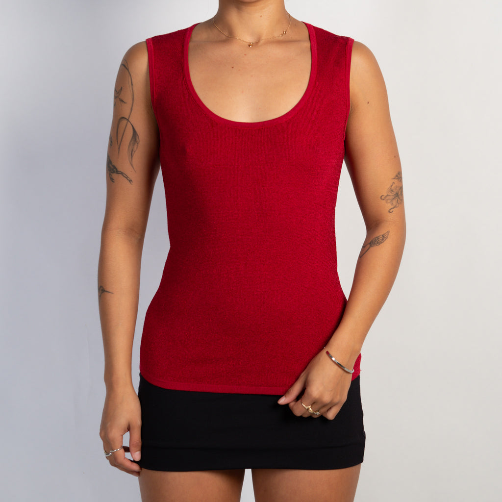 RED KNIT TANK TOP