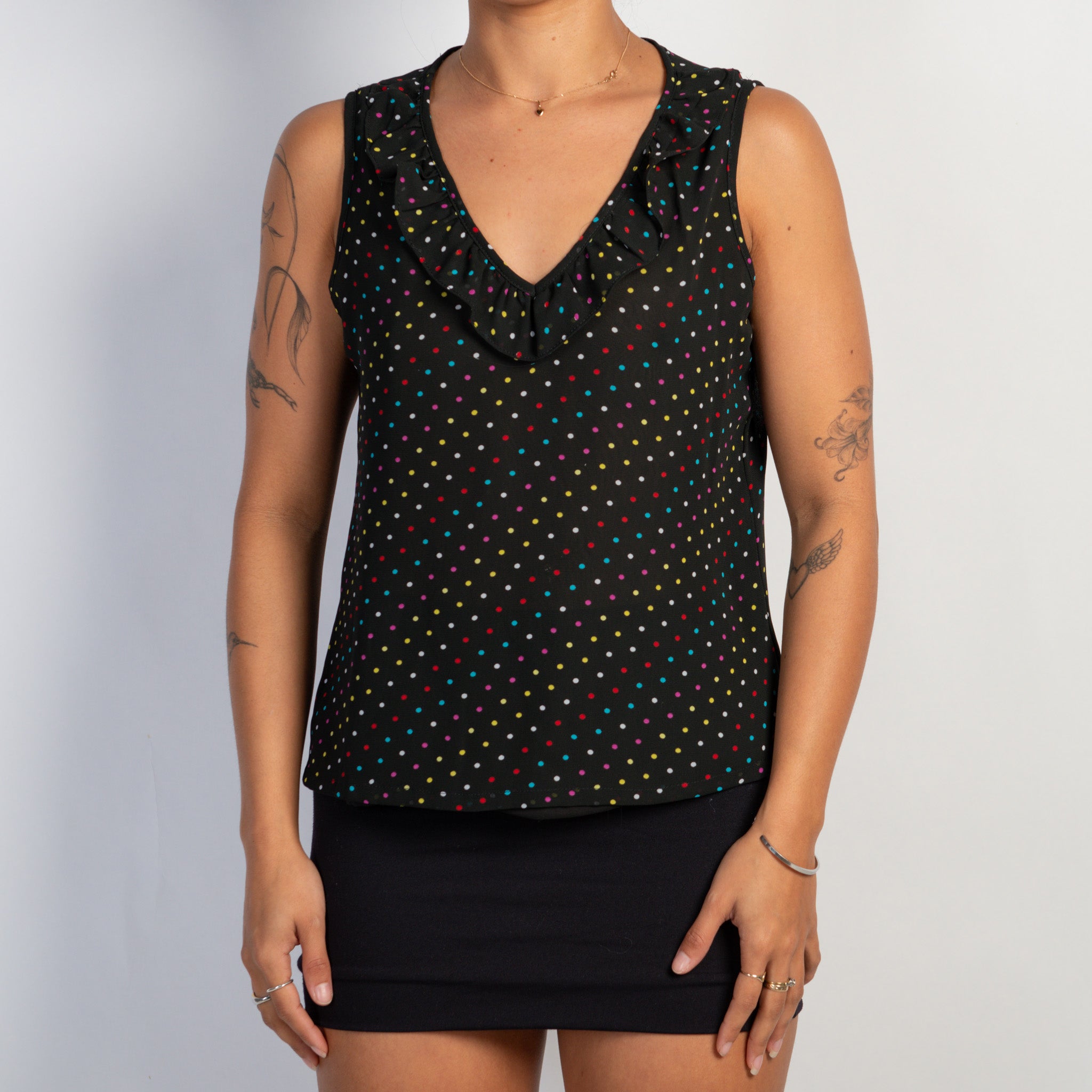 BLACK POLKA DOT TOP