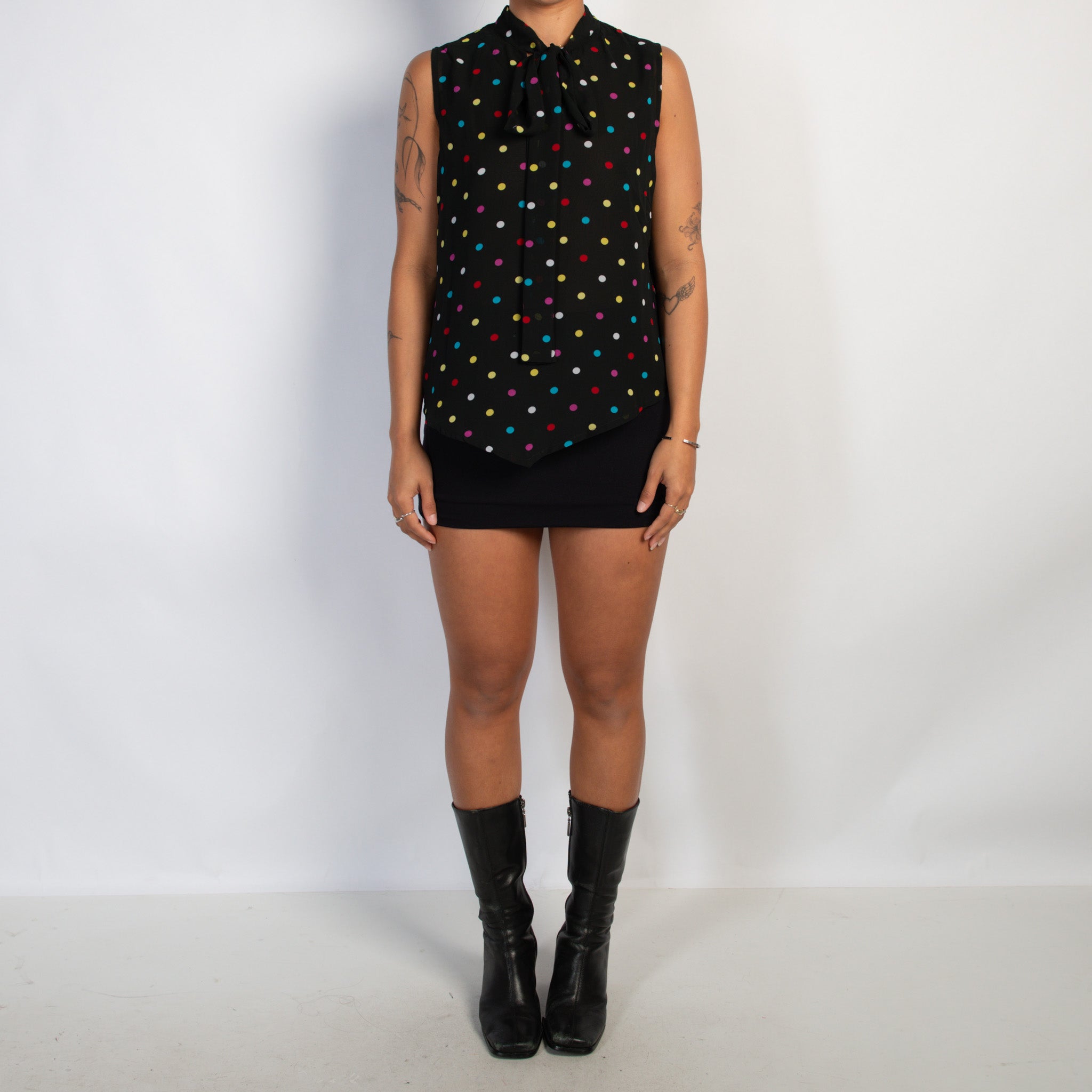 BLACK POLKA DOT TOP