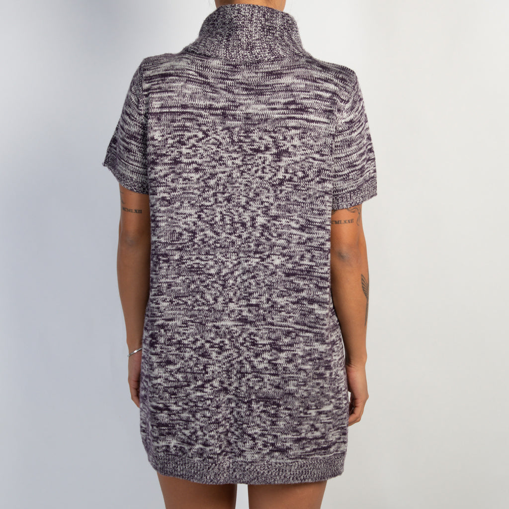 PURPLE KNIT BUTTON DRESS