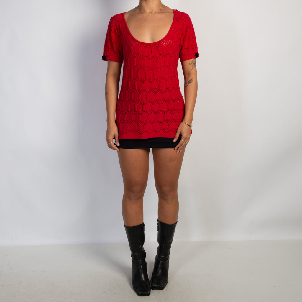 RED COTTON KNIT TOP