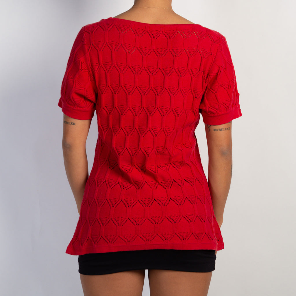 RED COTTON KNIT TOP