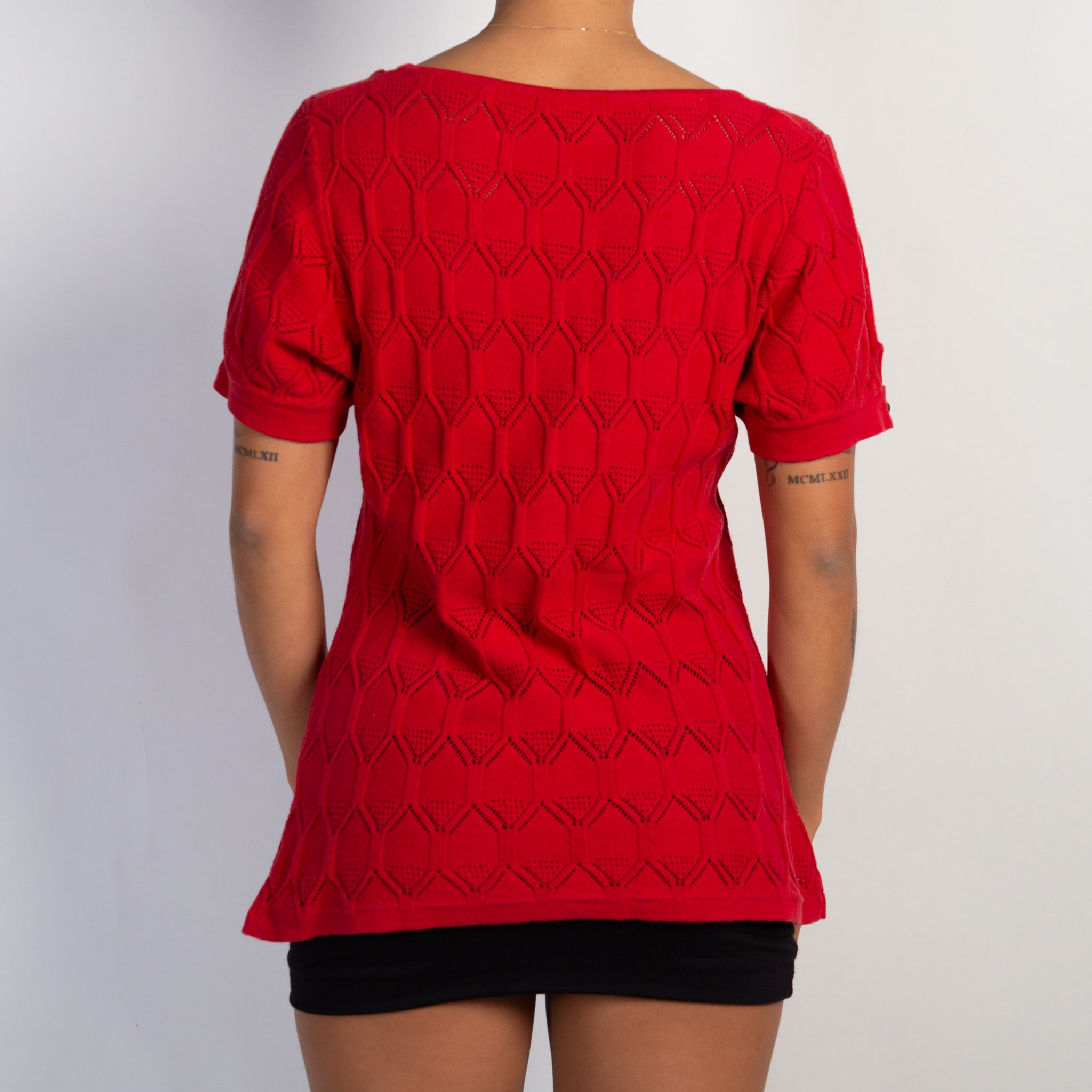 RED COTTON KNIT TOP