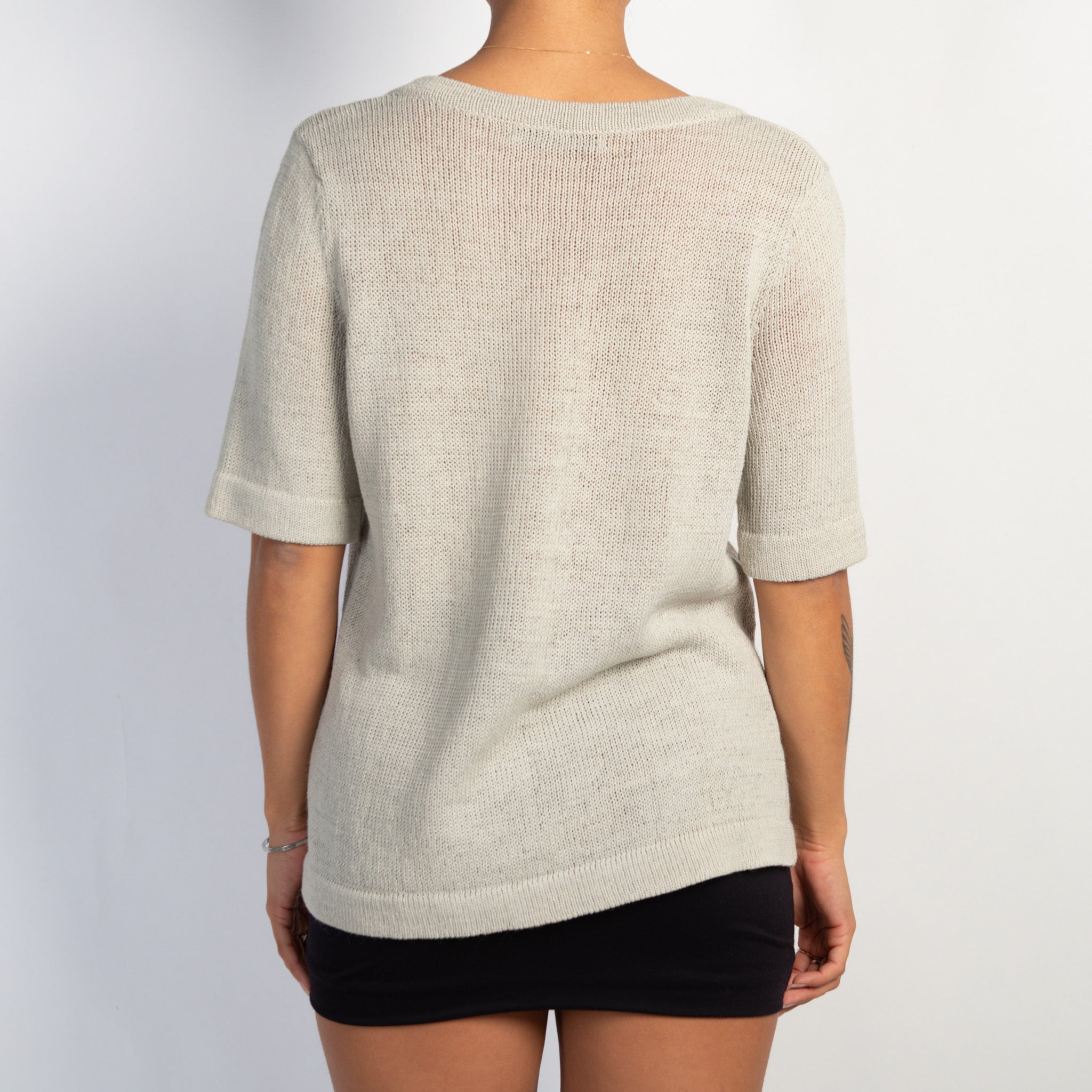 GREY KNIT FLORAL TOP