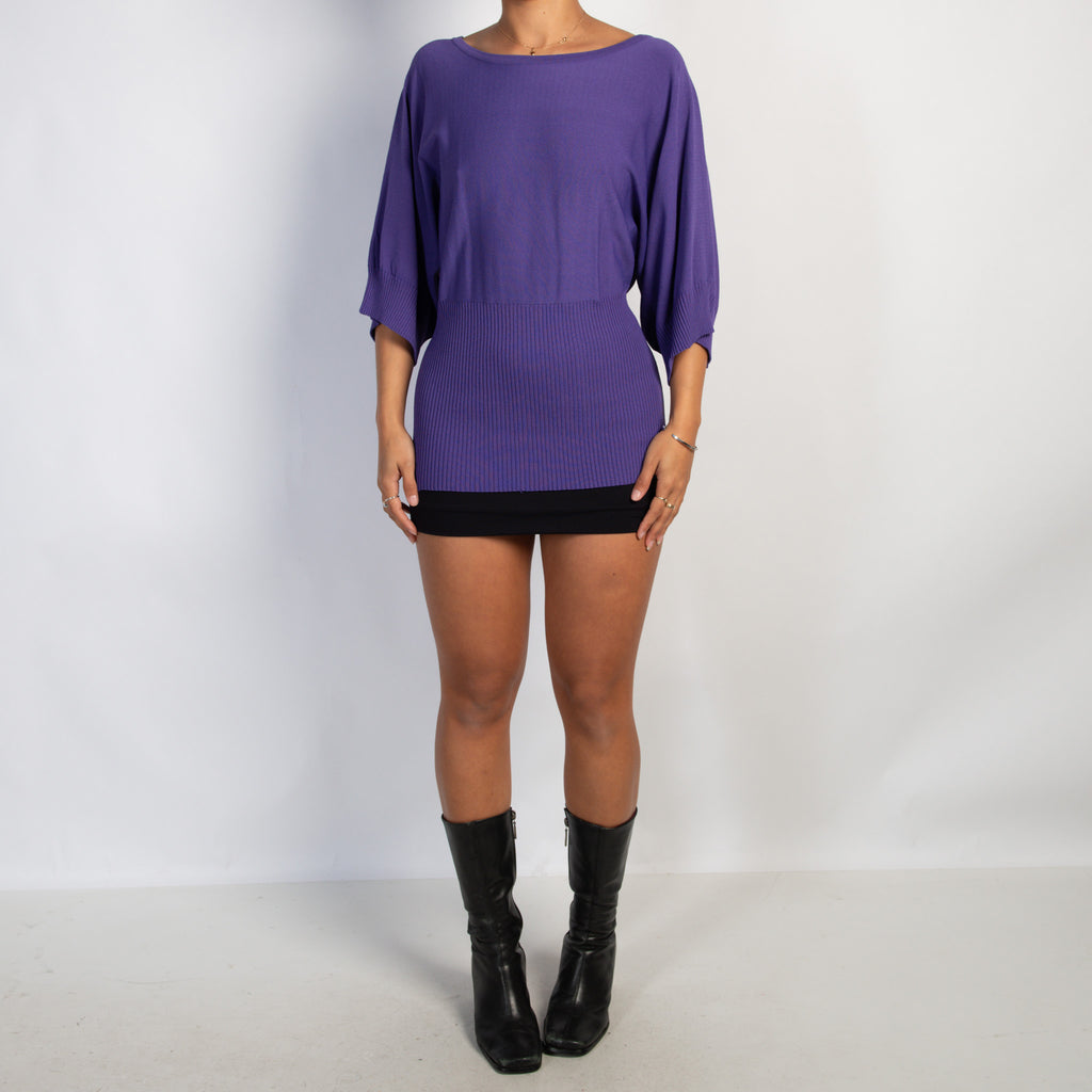 PURPLE KNIT BATWING TOP