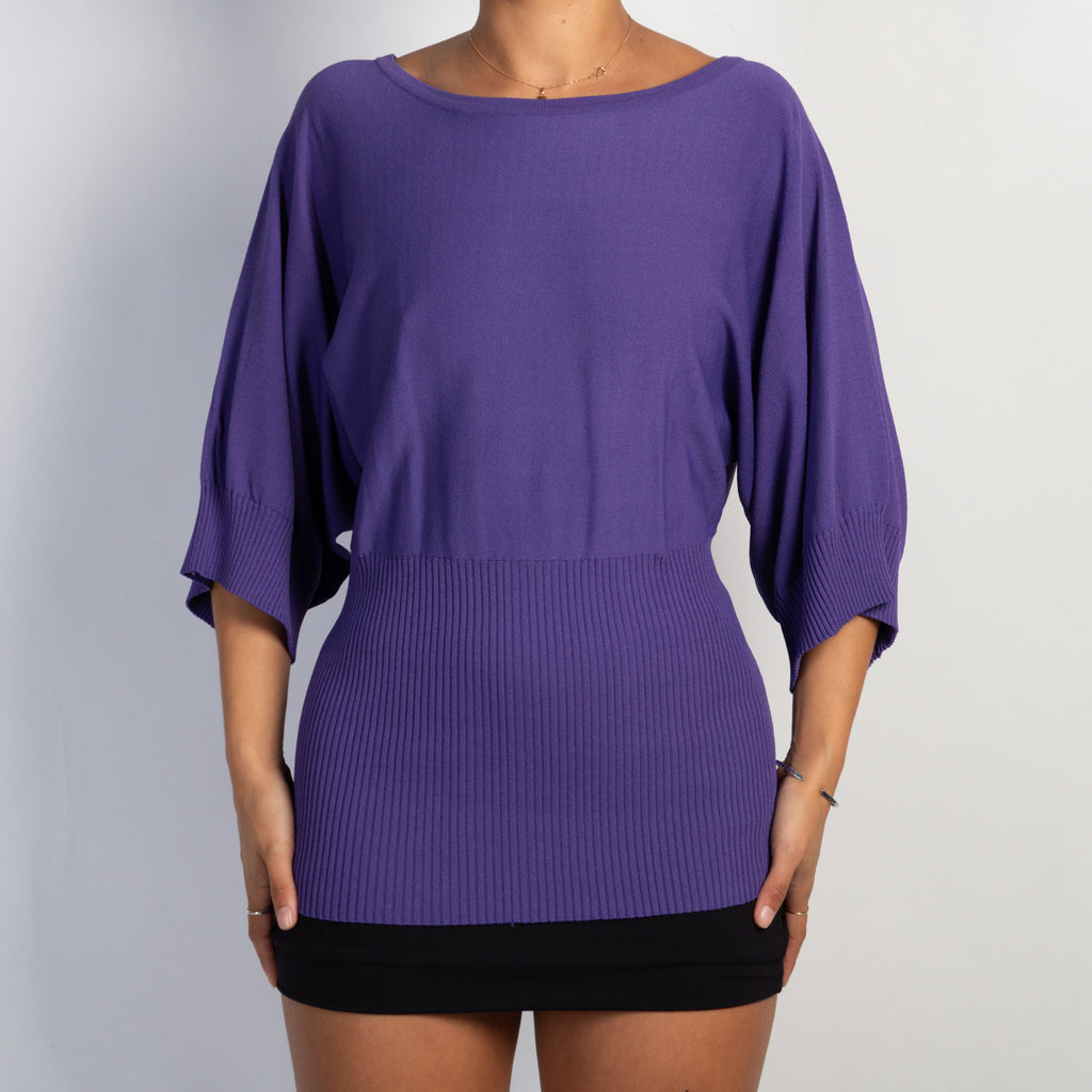 PURPLE KNIT BATWING TOP