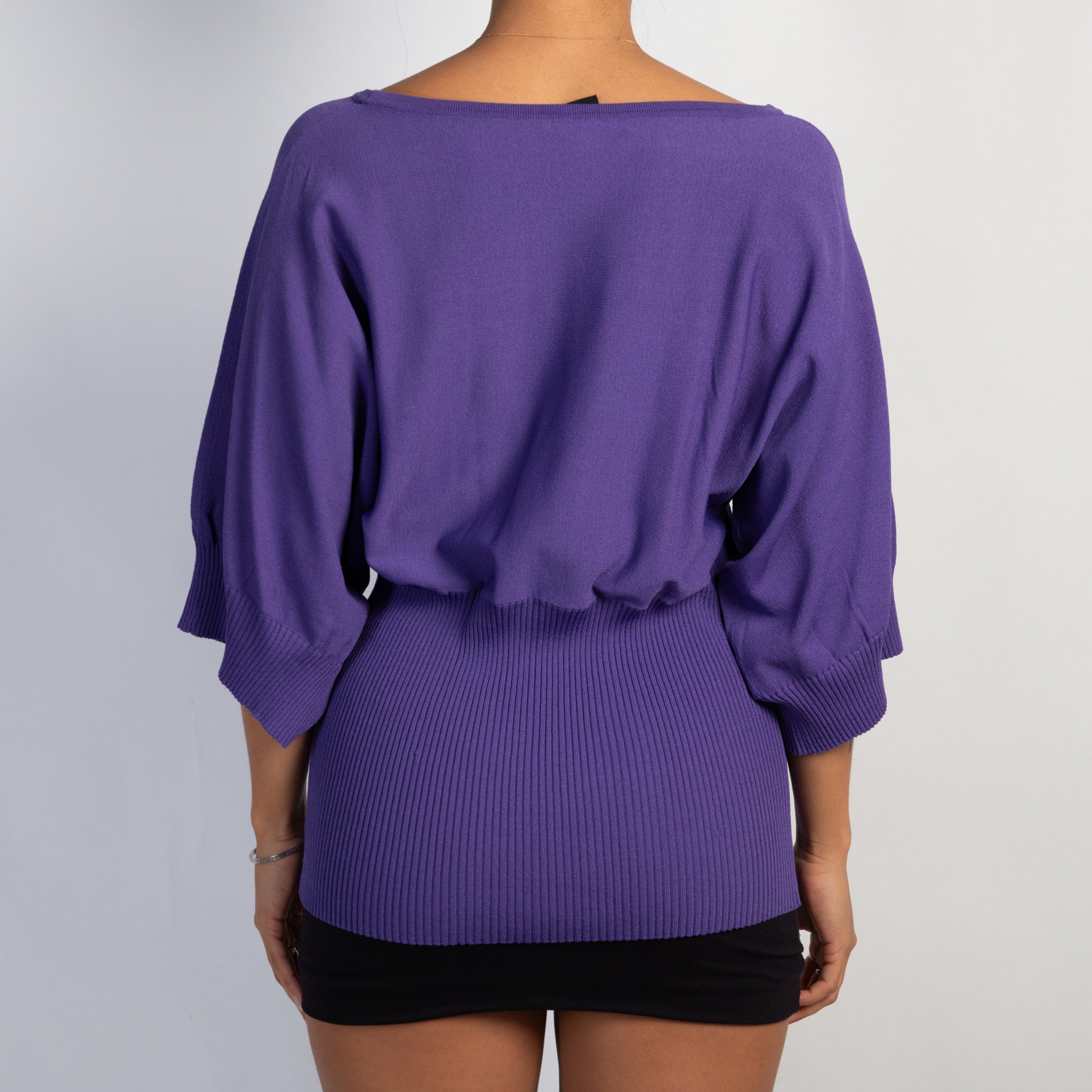 PURPLE KNIT BATWING TOP