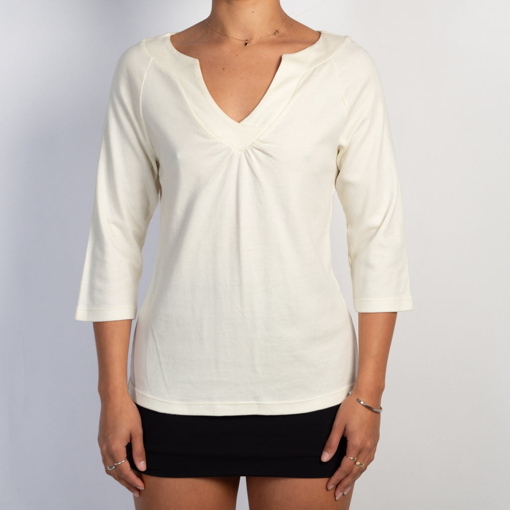 CREAM 3/4 SLEEVE TOP