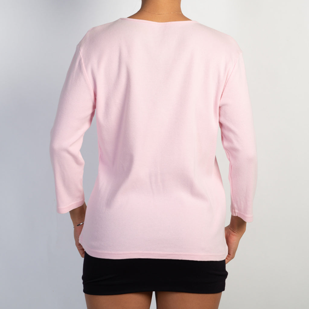 PINK FLORAL 3/4 SLEEVE TOP