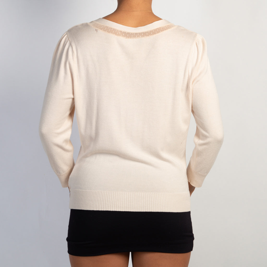 PINK MESH PANEL CARDIGAN