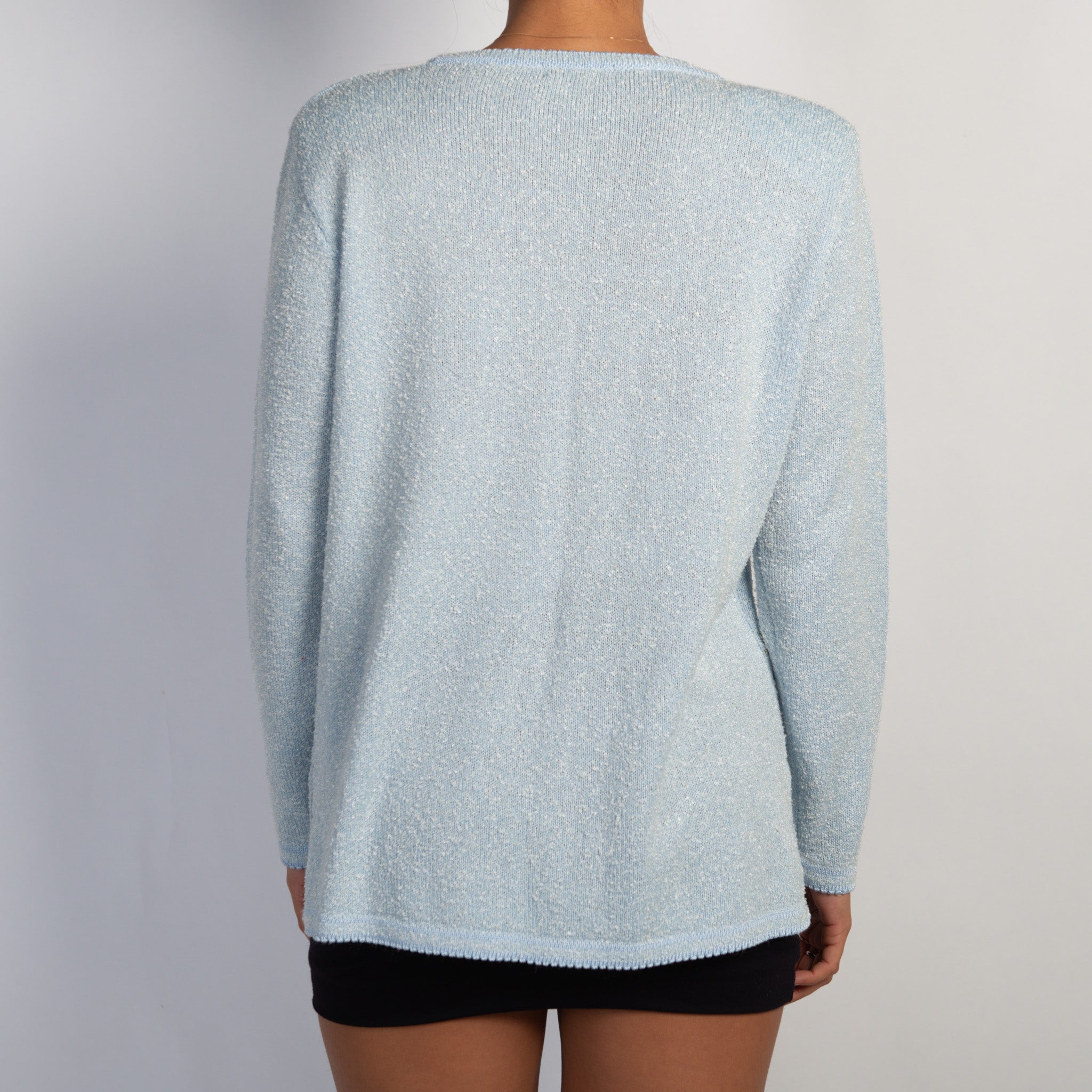 BLUE KNIT FLORAL CARDIGAN
