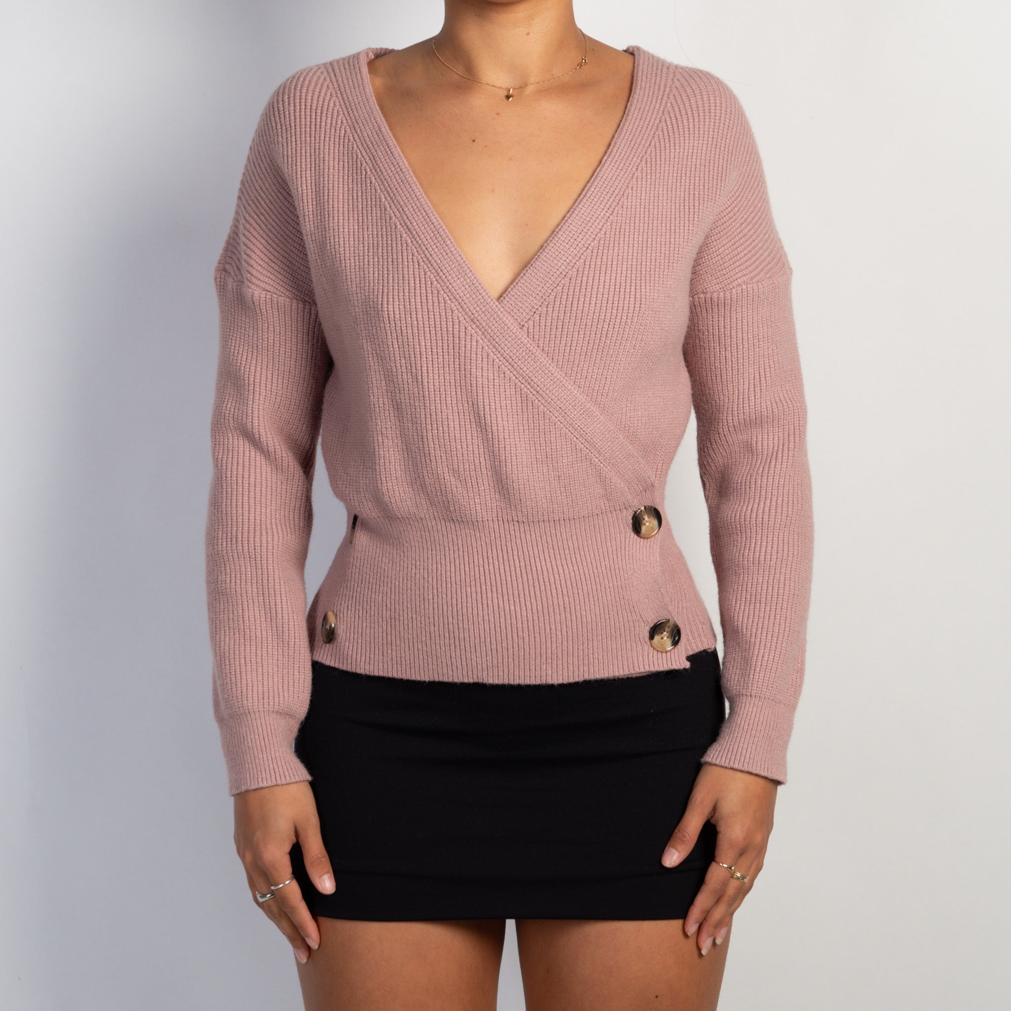 PINK KNIT WRAP CARDIGAN