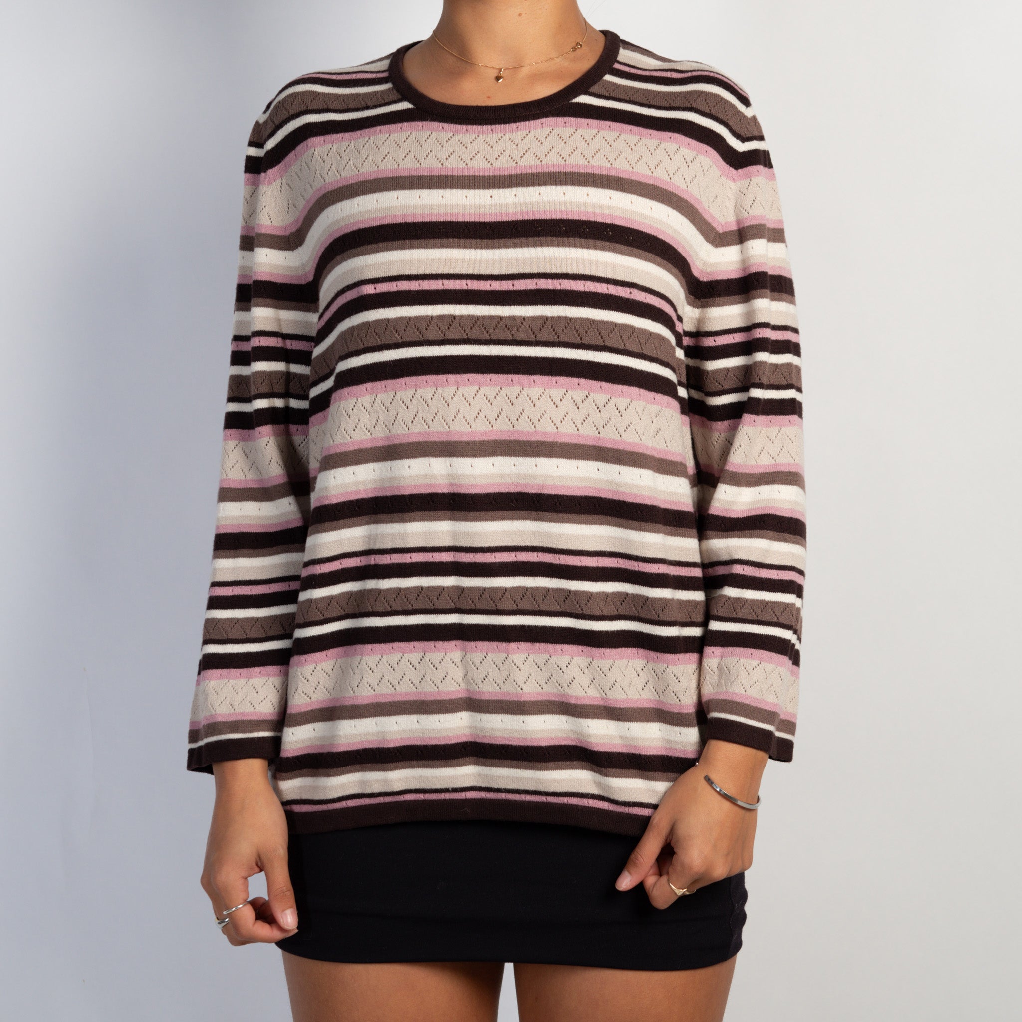 BROWN STRIPE KNIT TOP