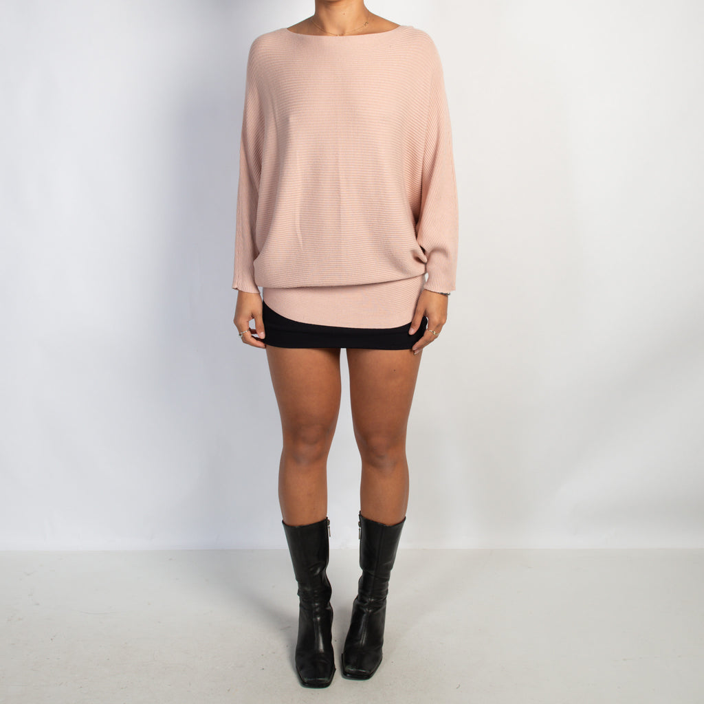 PINK RIB BATWING TOP