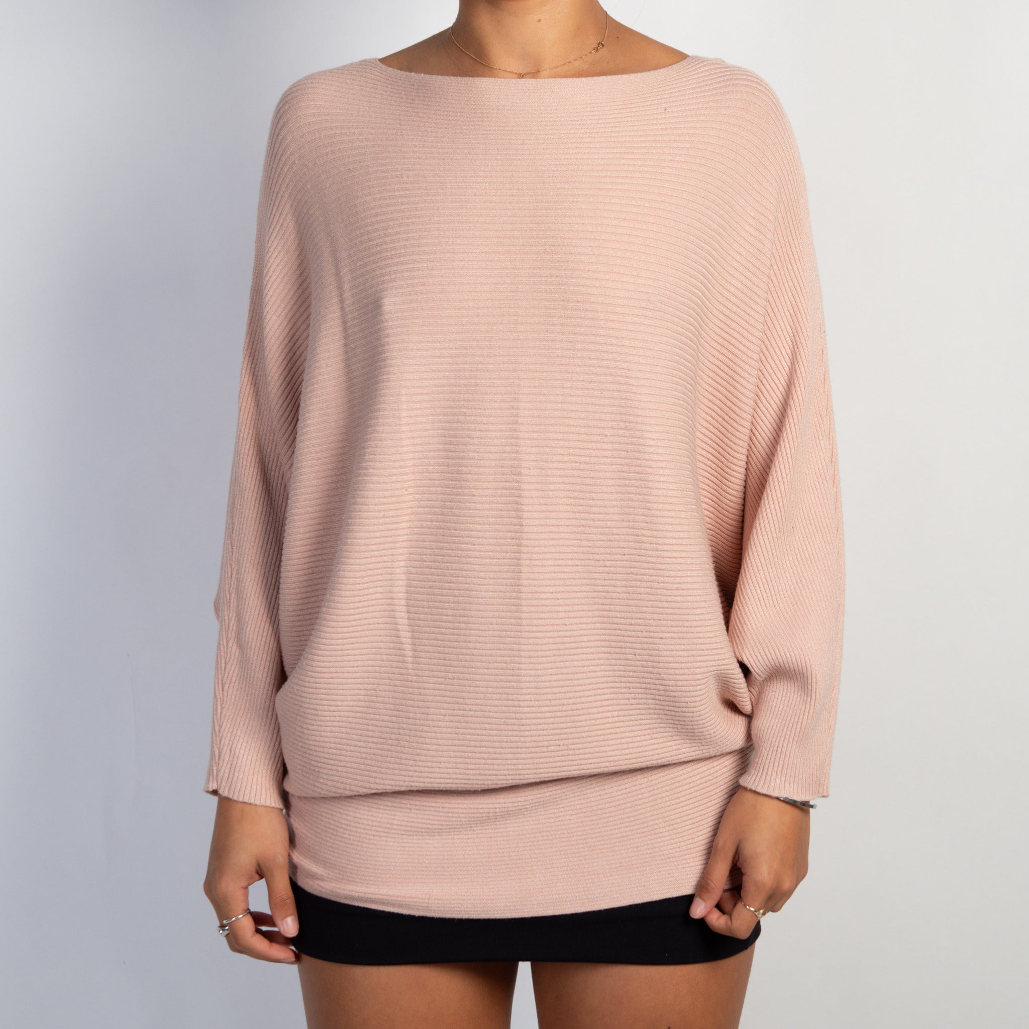 PINK RIB BATWING TOP