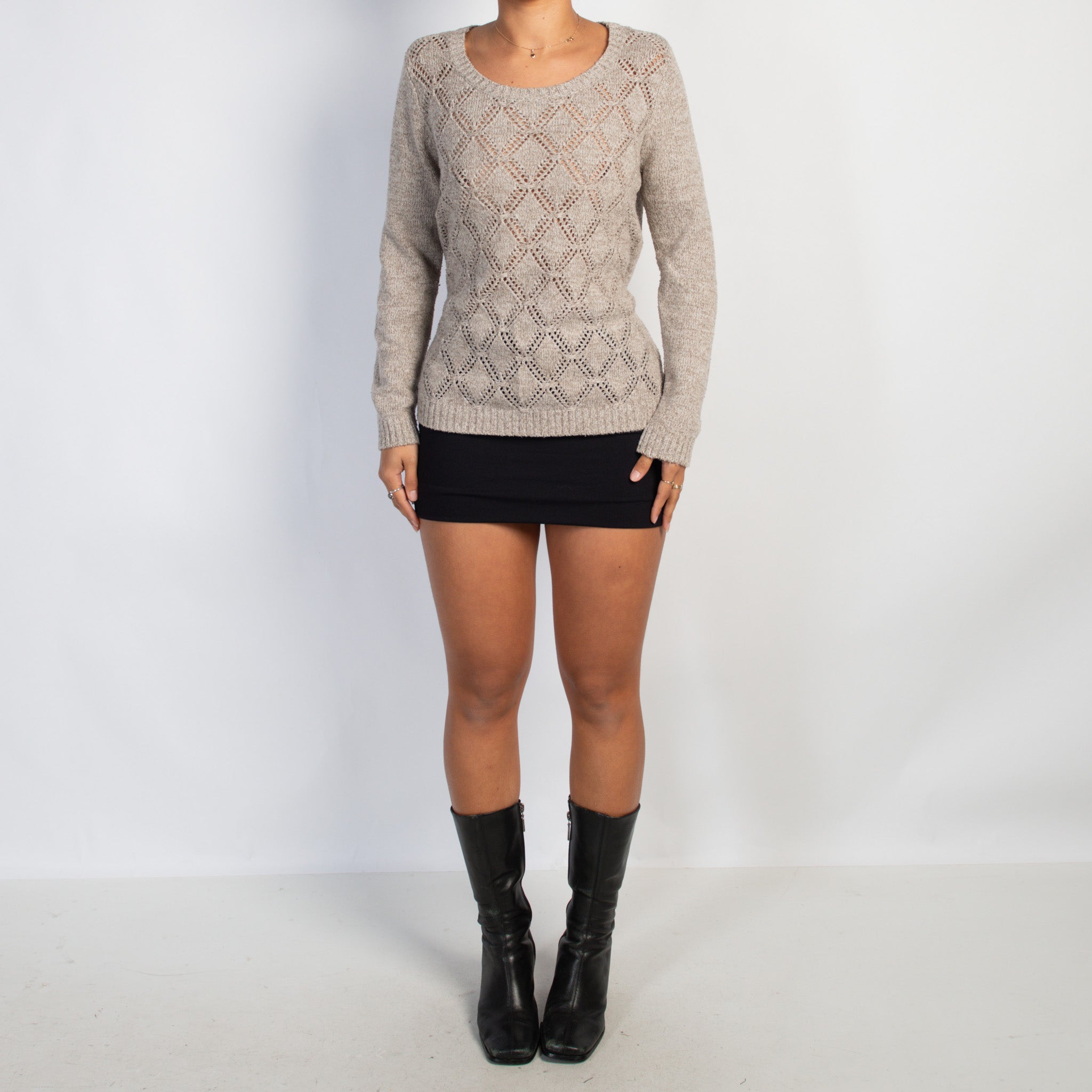BEIGE MARLE KNIT SWEATER