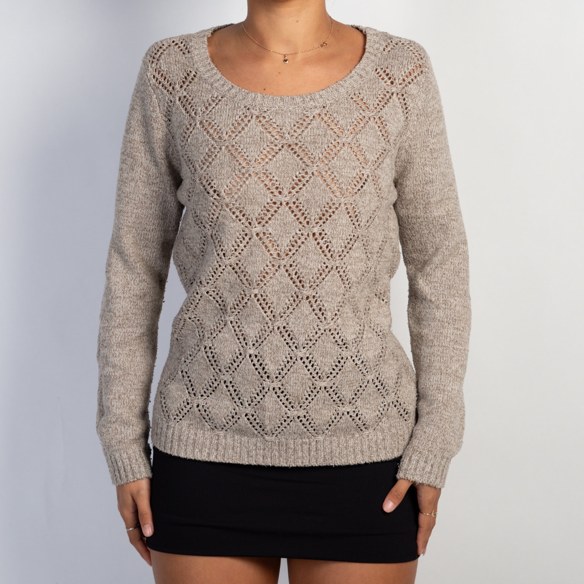 BEIGE MARLE KNIT SWEATER