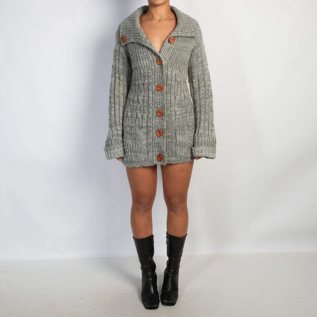 GREY MARLE KNIT CARDIGAN