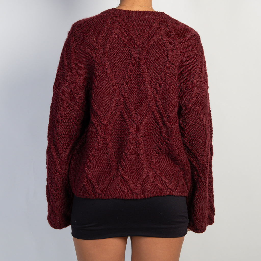 DEEP RED KNIT CARDIGAN