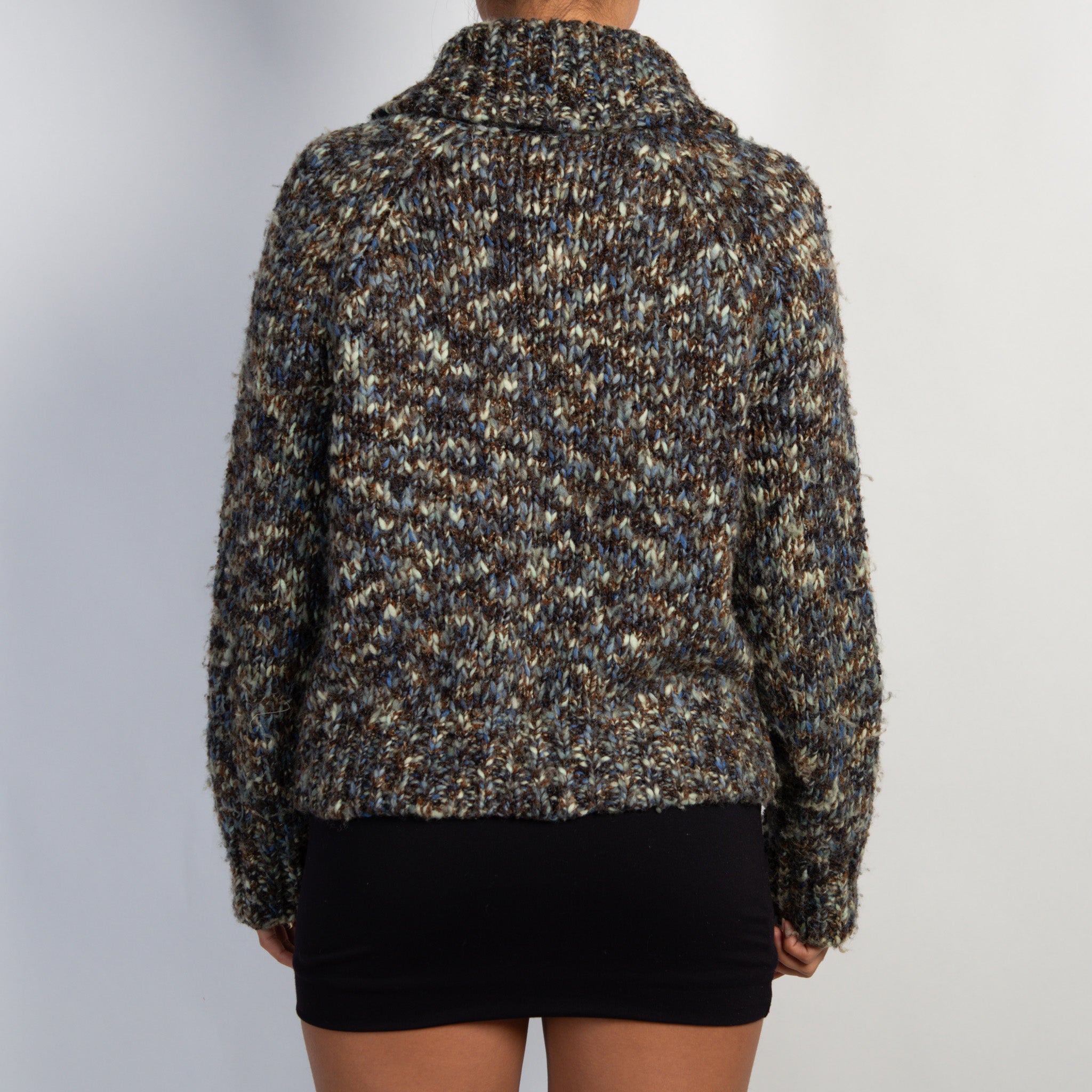 NAVY MARLE KNIT CARDIGAN